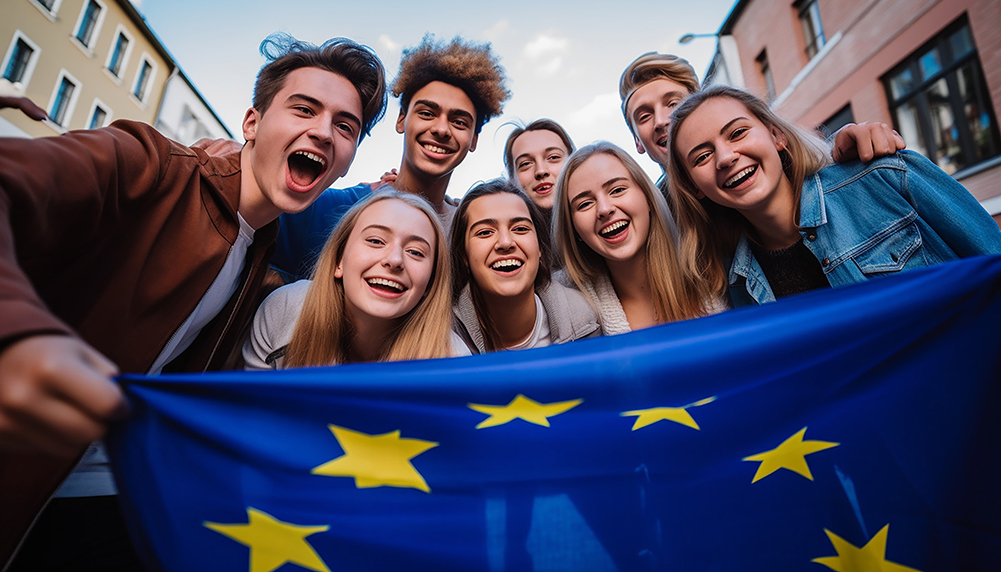 grupo jovenes bandera europea